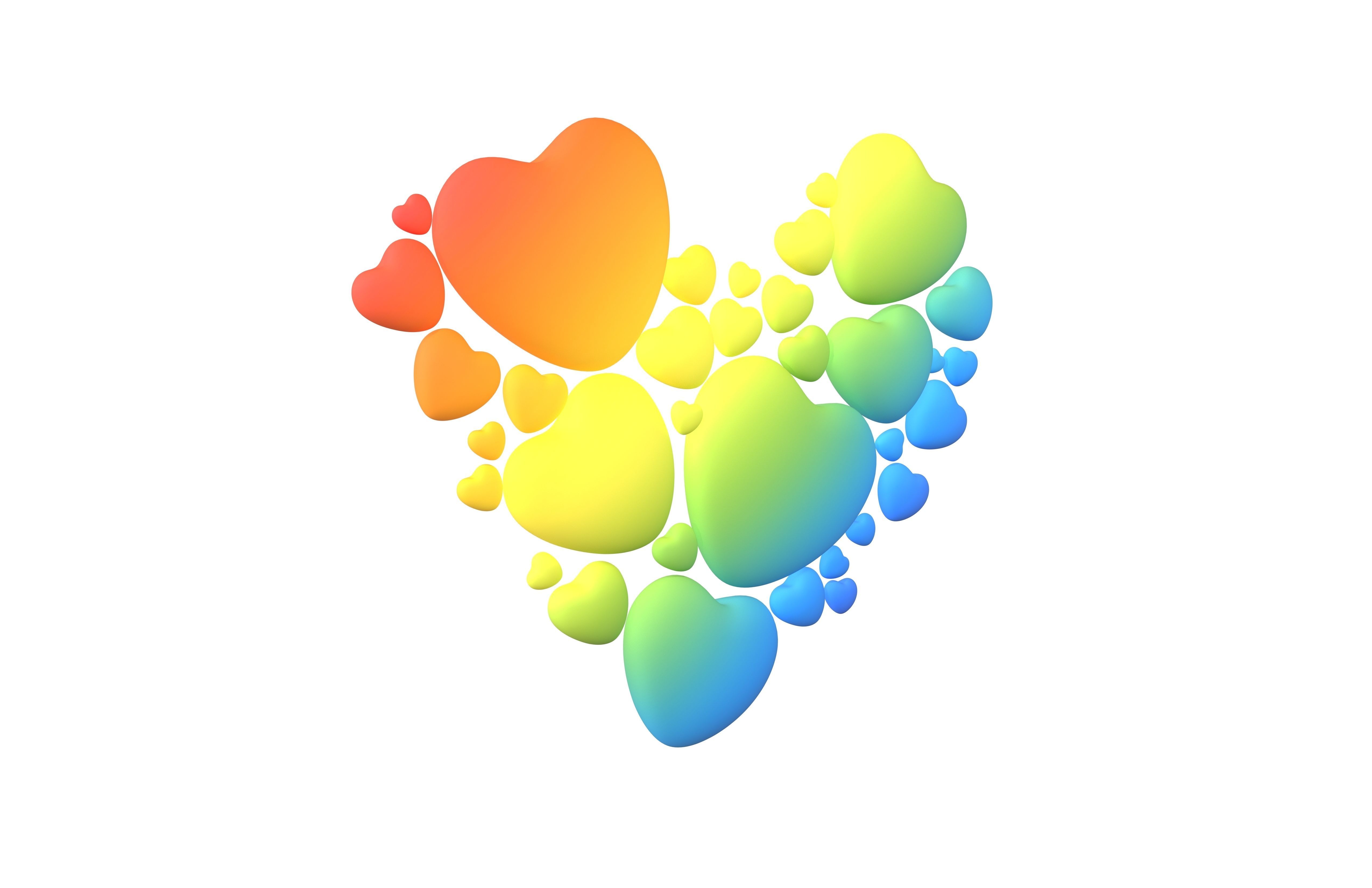 Combination Design Heart Icon v1 012 3D model_1