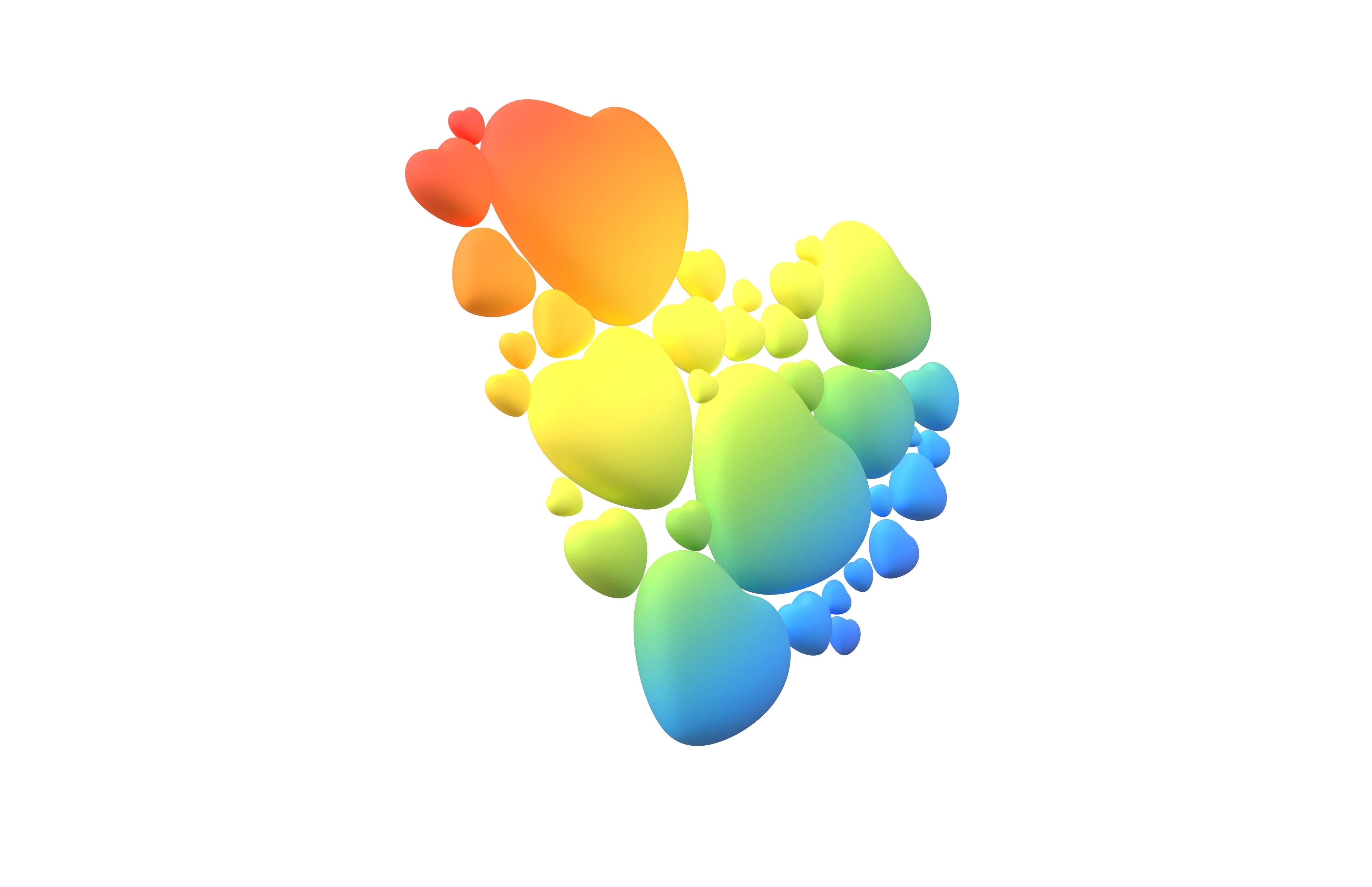 Combination Design Heart Icon v1 012 3D model_2