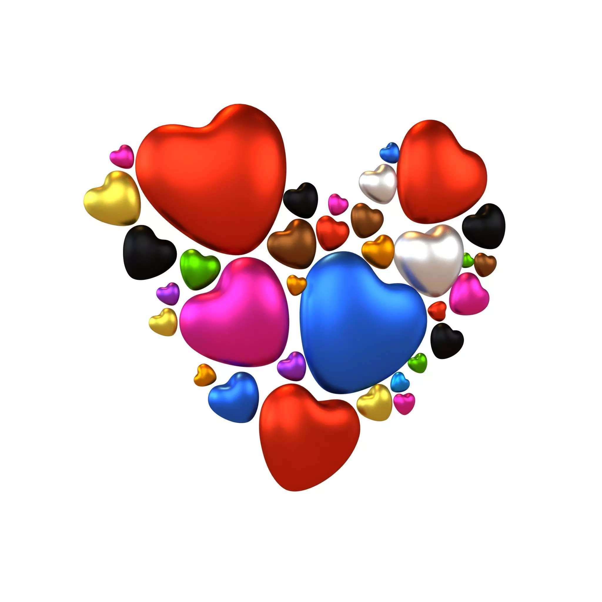 Combination Design Heart Icon v1 016 3D model_0