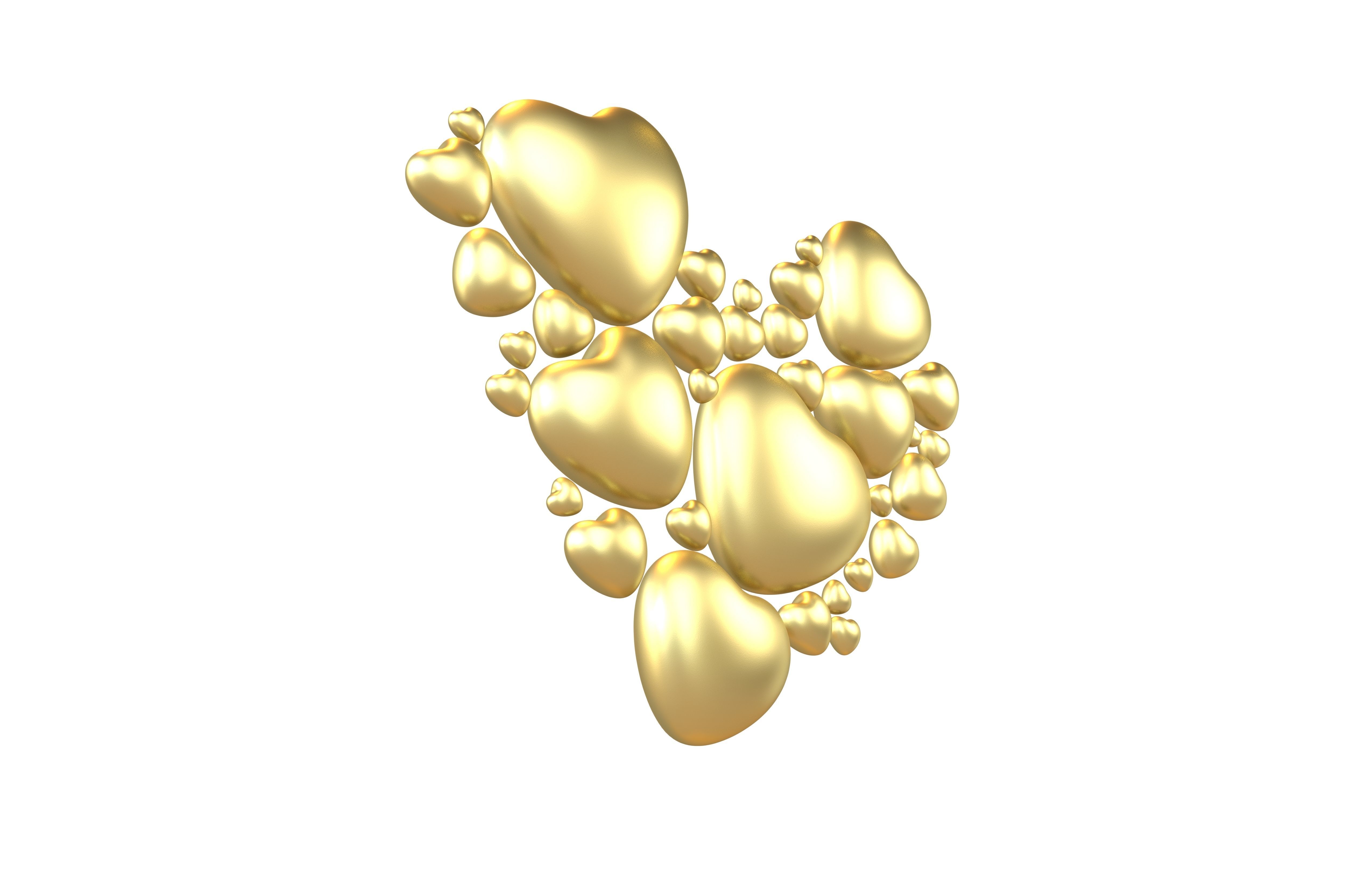 Combination Design Heart Icon v1 017 3D model_3