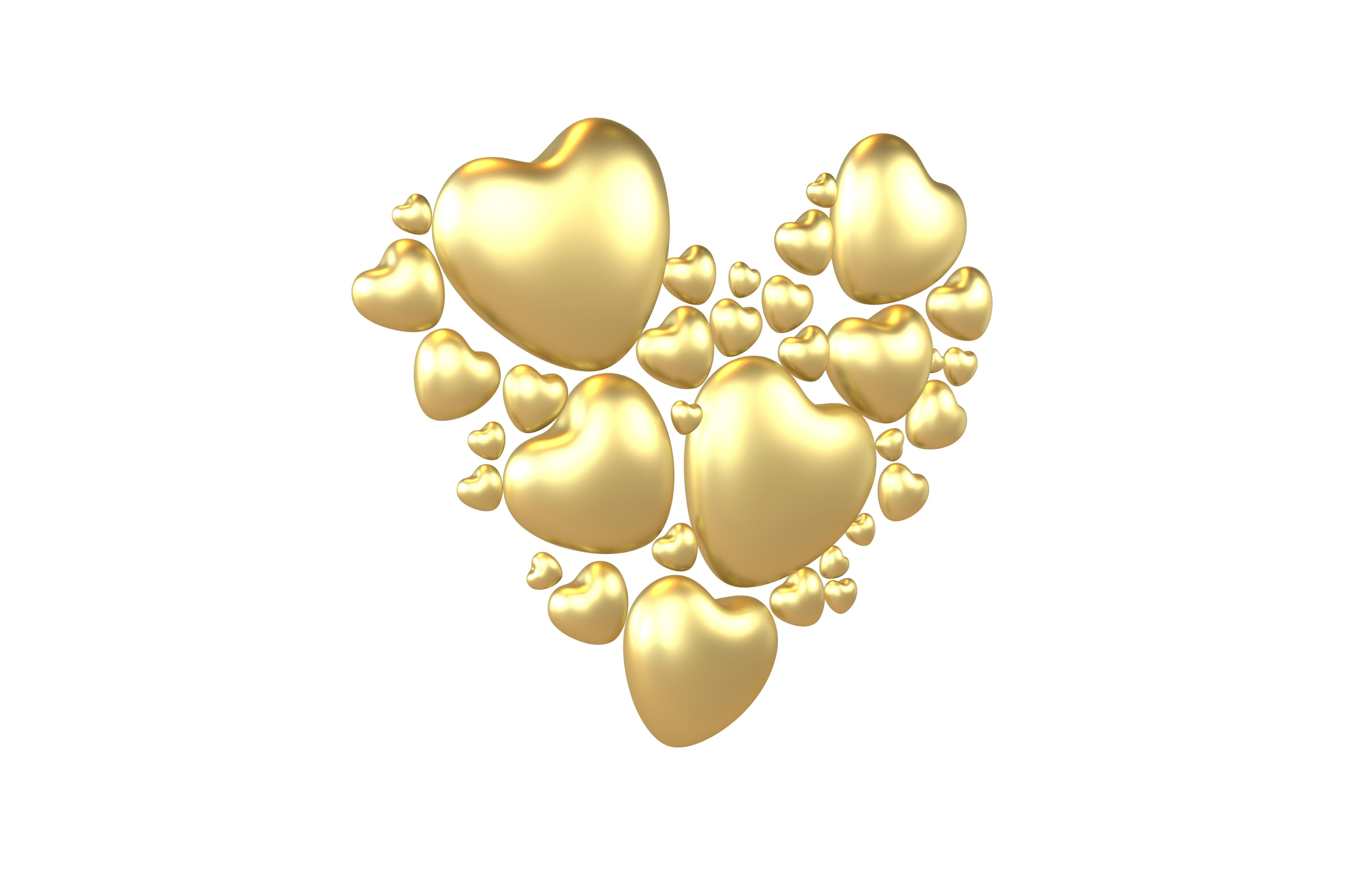 Combination Design Heart Icon v1 017 3D model_1