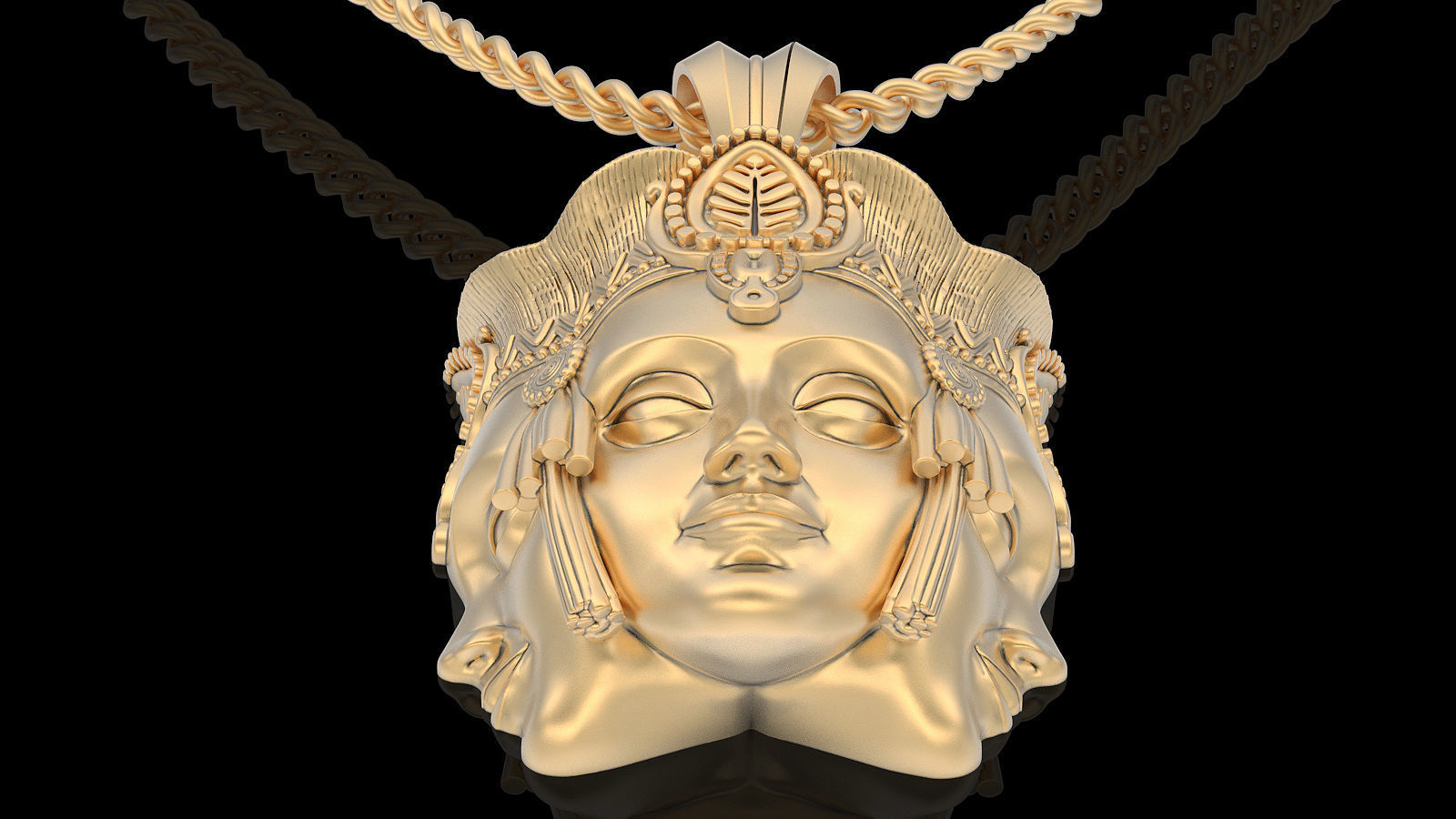 Brahma silver gold jewelry 3D printable model 3D print model_4