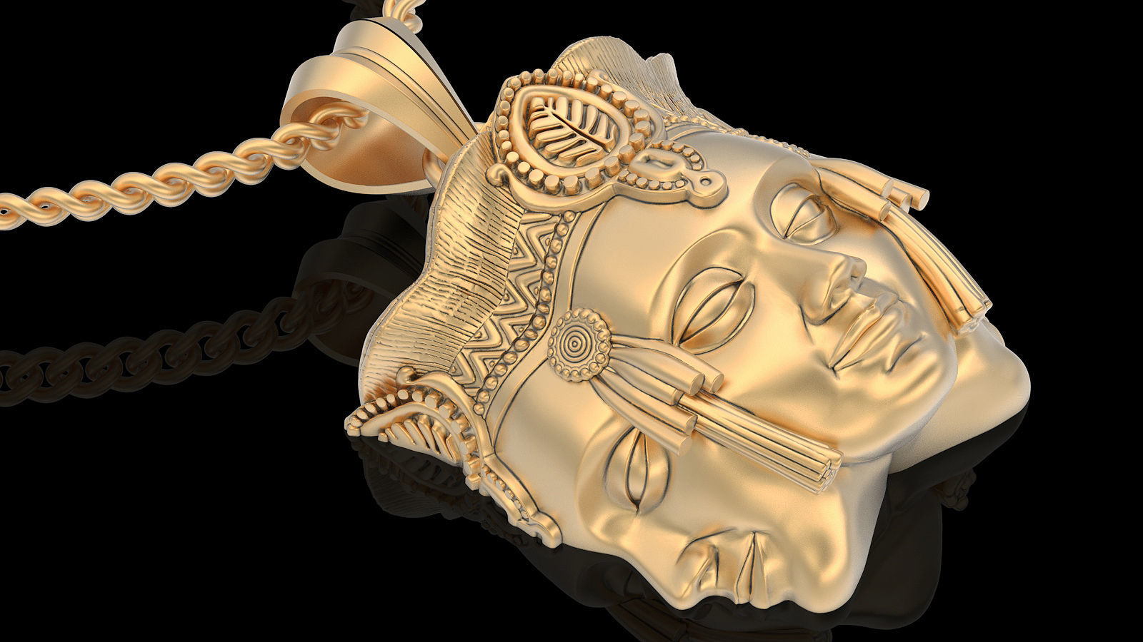Brahma silver gold jewelry 3D printable model 3D print model_1