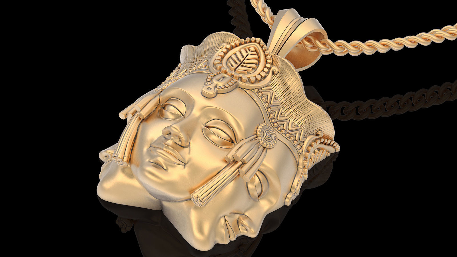 Brahma silver gold jewelry 3D printable model 3D print model_5