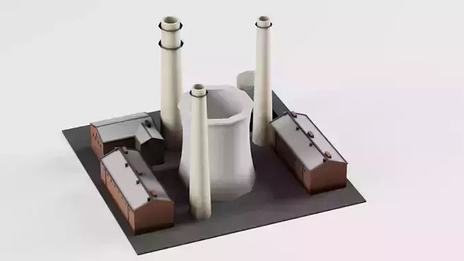 Factory power station with two chimneys