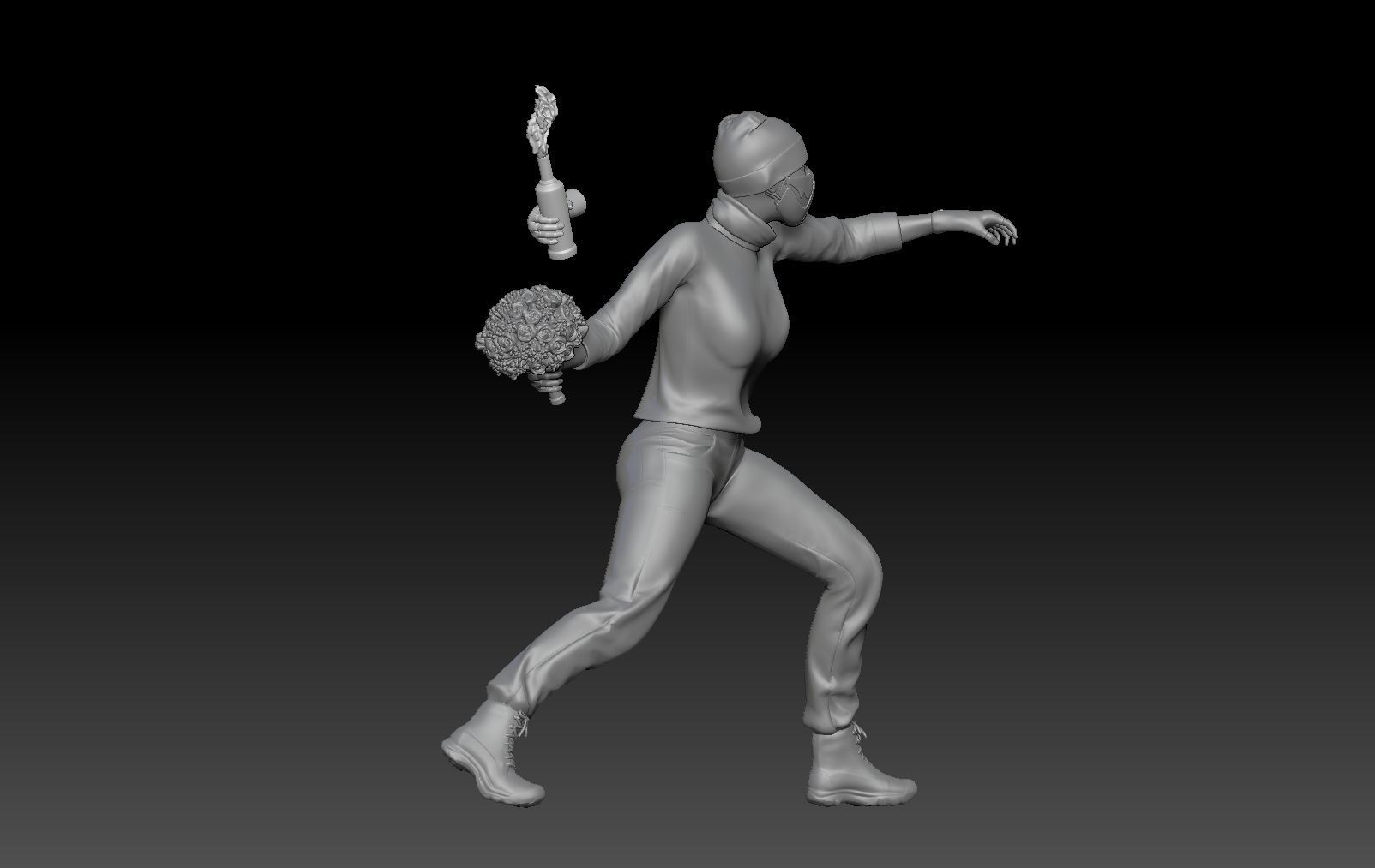 BANKSY THROWER FLOWER BOMBER TRIBUTE 3D print model_7