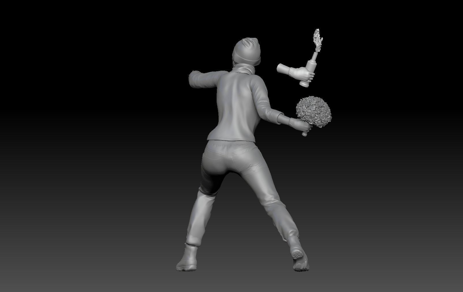 BANKSY THROWER FLOWER BOMBER TRIBUTE 3D print model_5