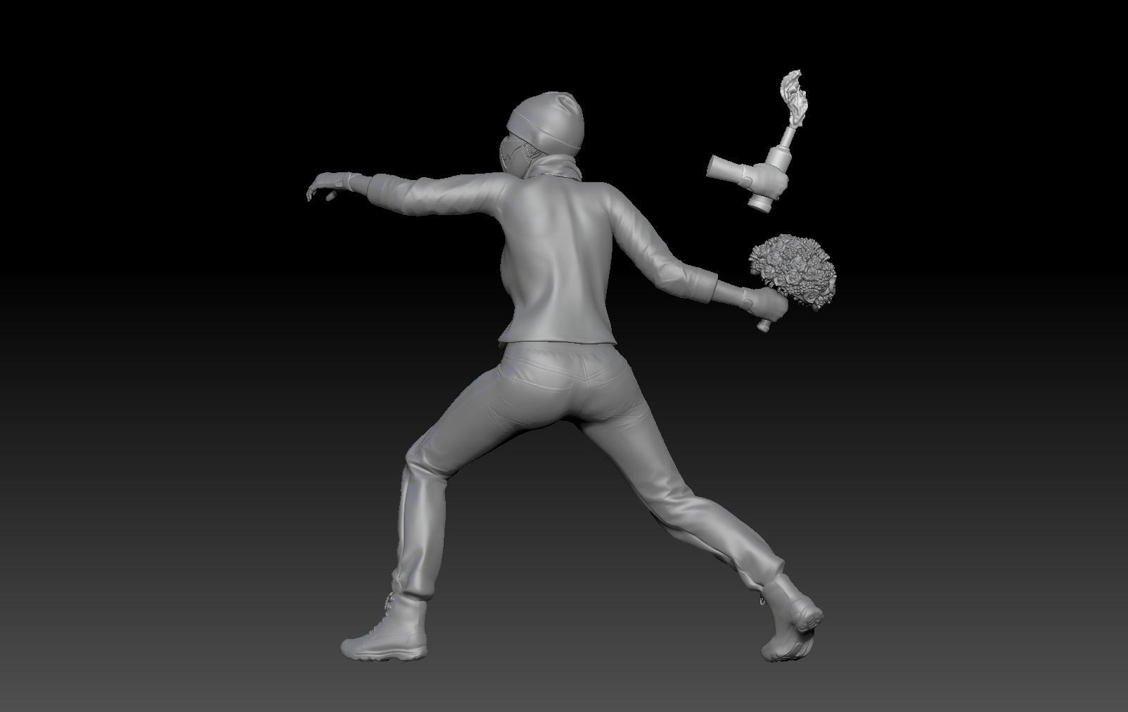 BANKSY THROWER FLOWER BOMBER TRIBUTE 3D print model_4