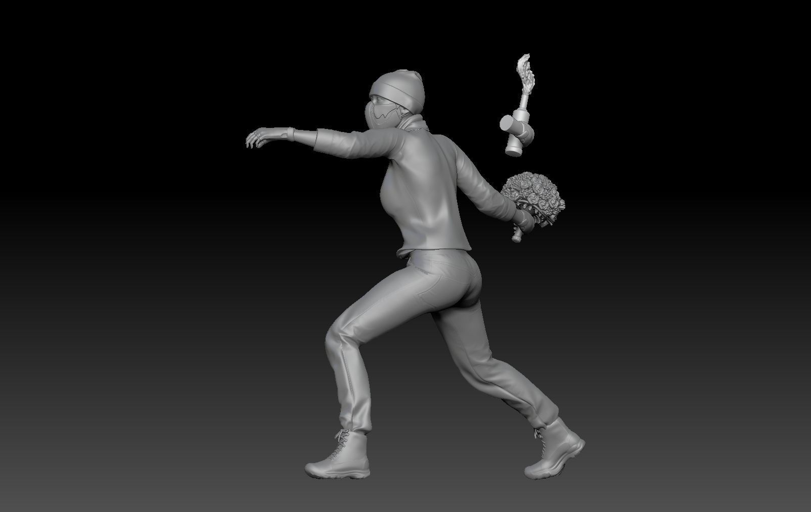 BANKSY THROWER FLOWER BOMBER TRIBUTE 3D print model_3