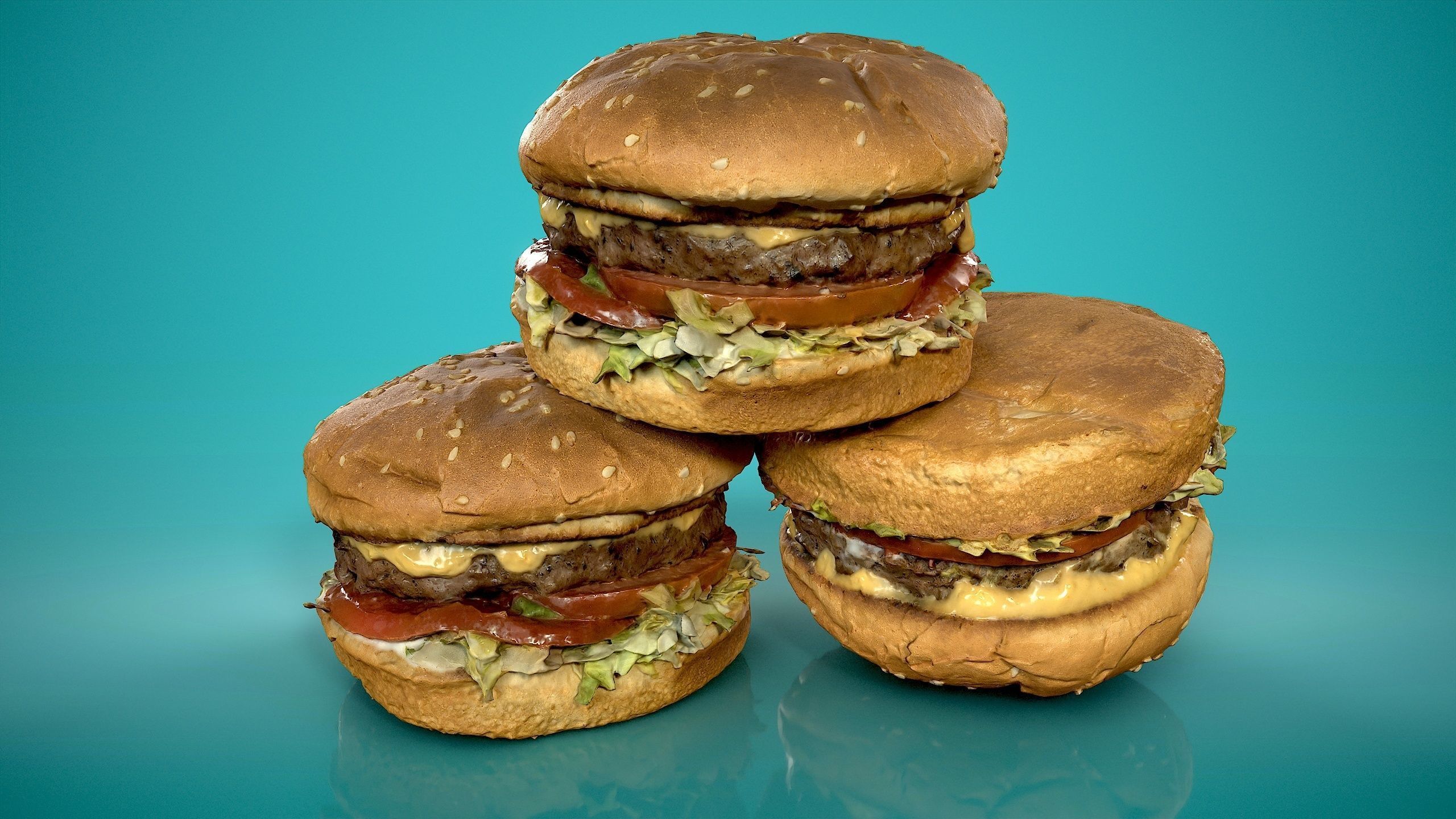 Tasty Hamburger - PBR Nanite and Lowpoly Props Low-poly 3D model_2