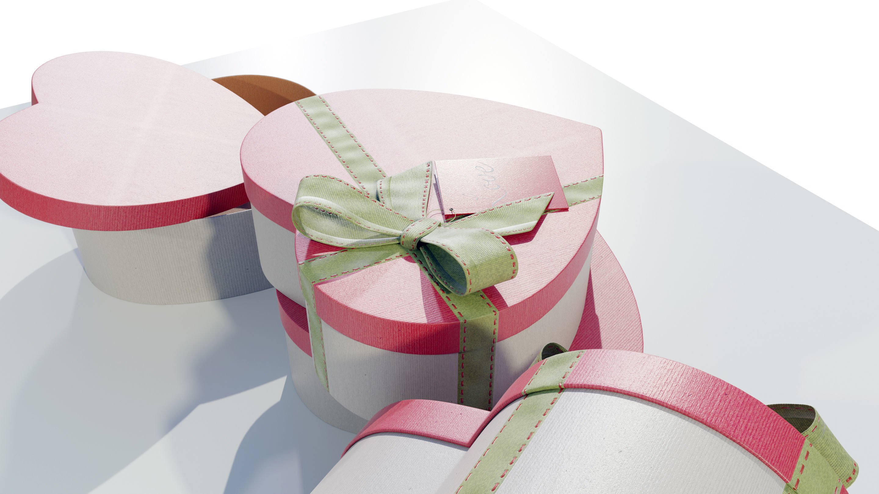 Heart Shaped Gift Box 3D model_9