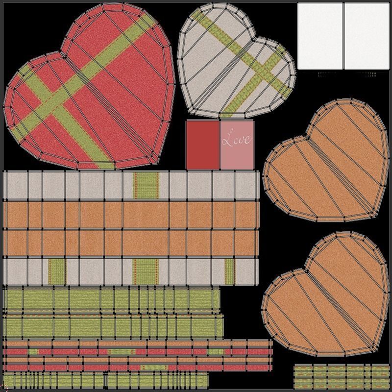 Heart Shaped Gift Box 3D model_11