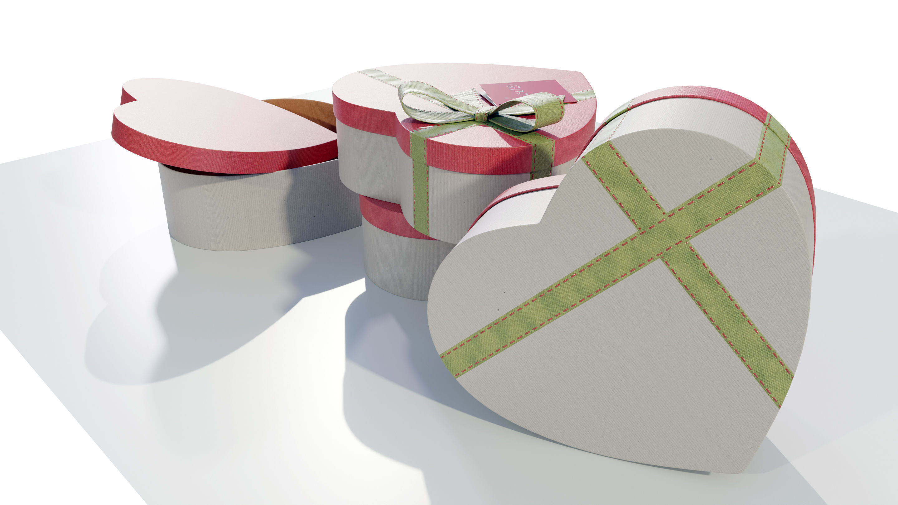 Heart Shaped Gift Box 3D model_5