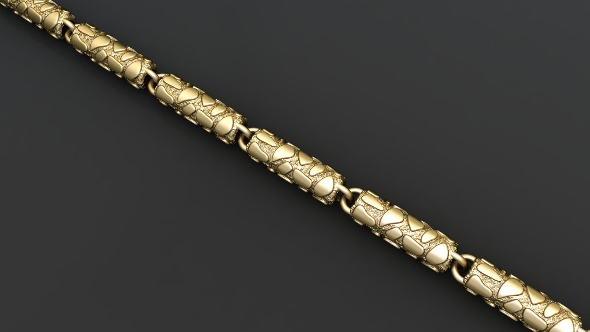 Nugget Textured  Chain Link and Clasp for Men 3D print model_1