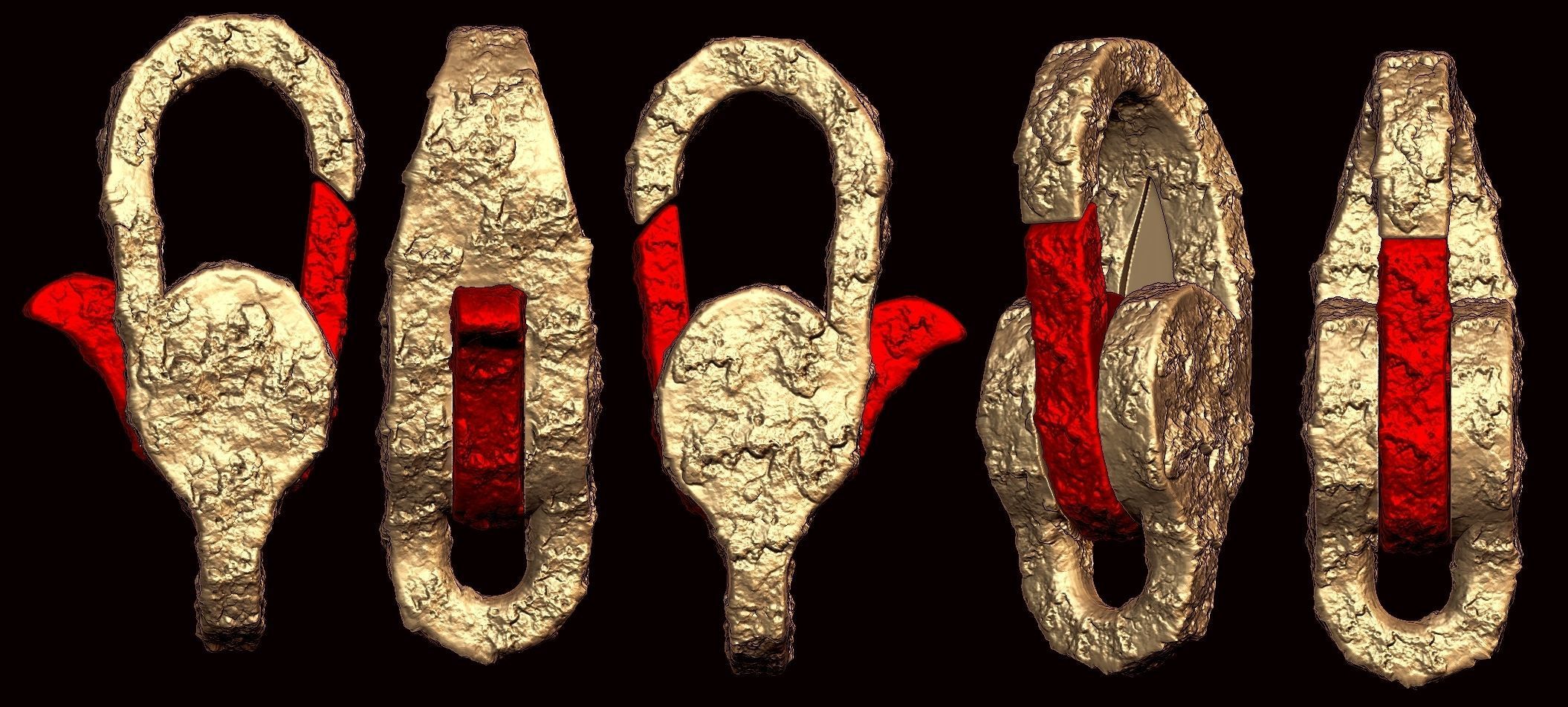 Nugget Textured  Chain Link and Clasp for Men 3D print model_6