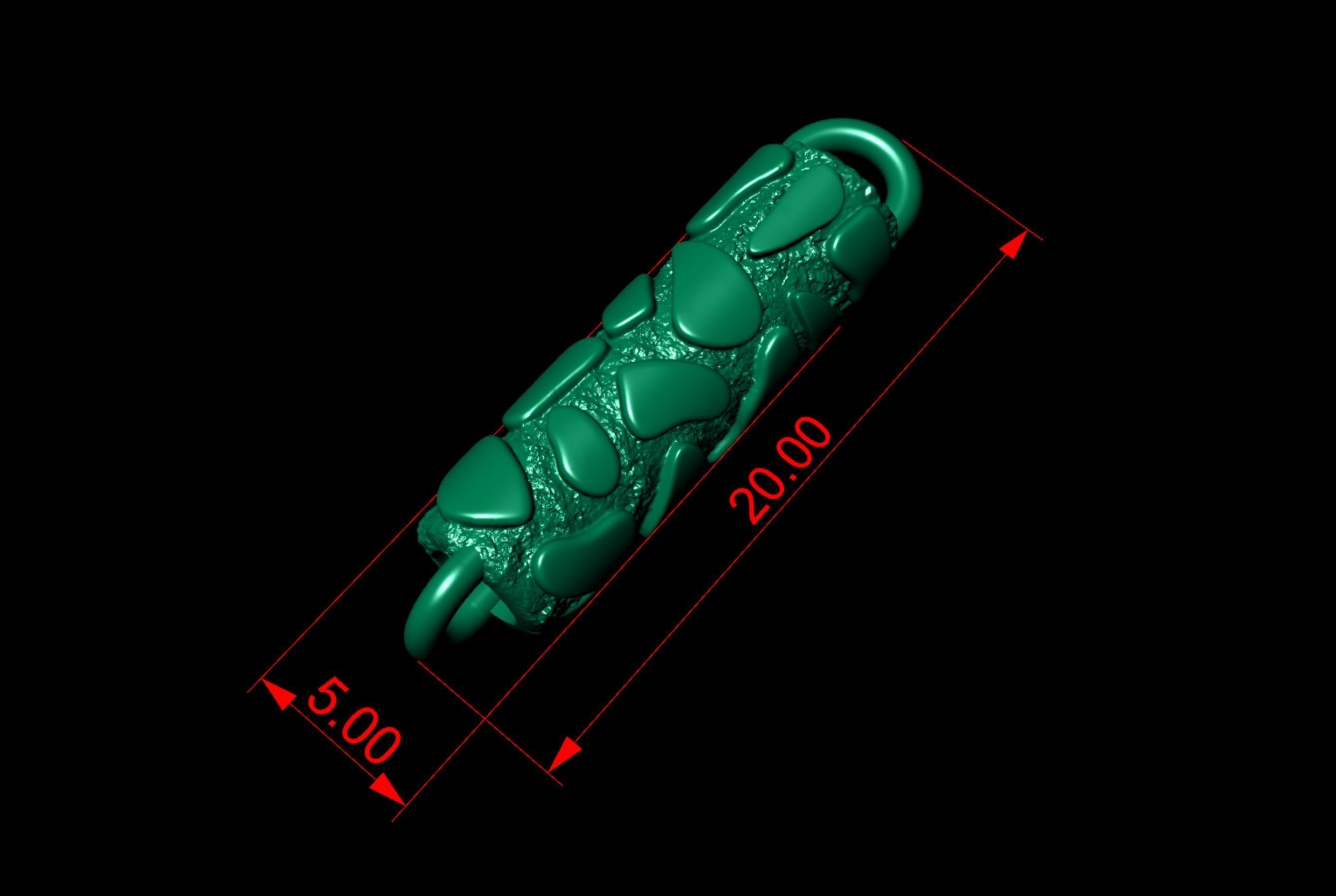 Nugget Textured  Chain Link and Clasp for Men 3D print model_5