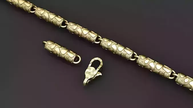 Nugget Textured  Chain Link and Clasp for Men 3D print model