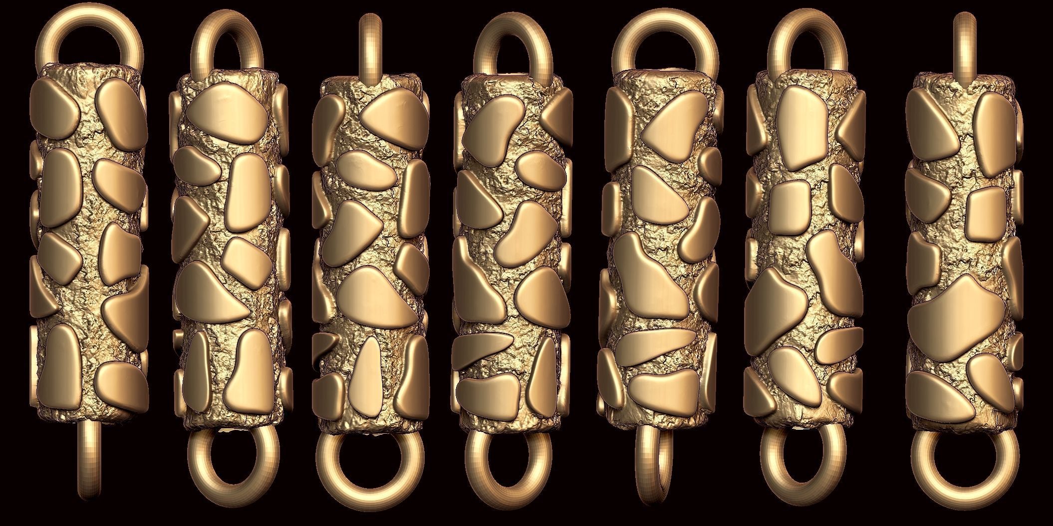 Nugget Textured  Chain Link and Clasp for Men 3D print model_3