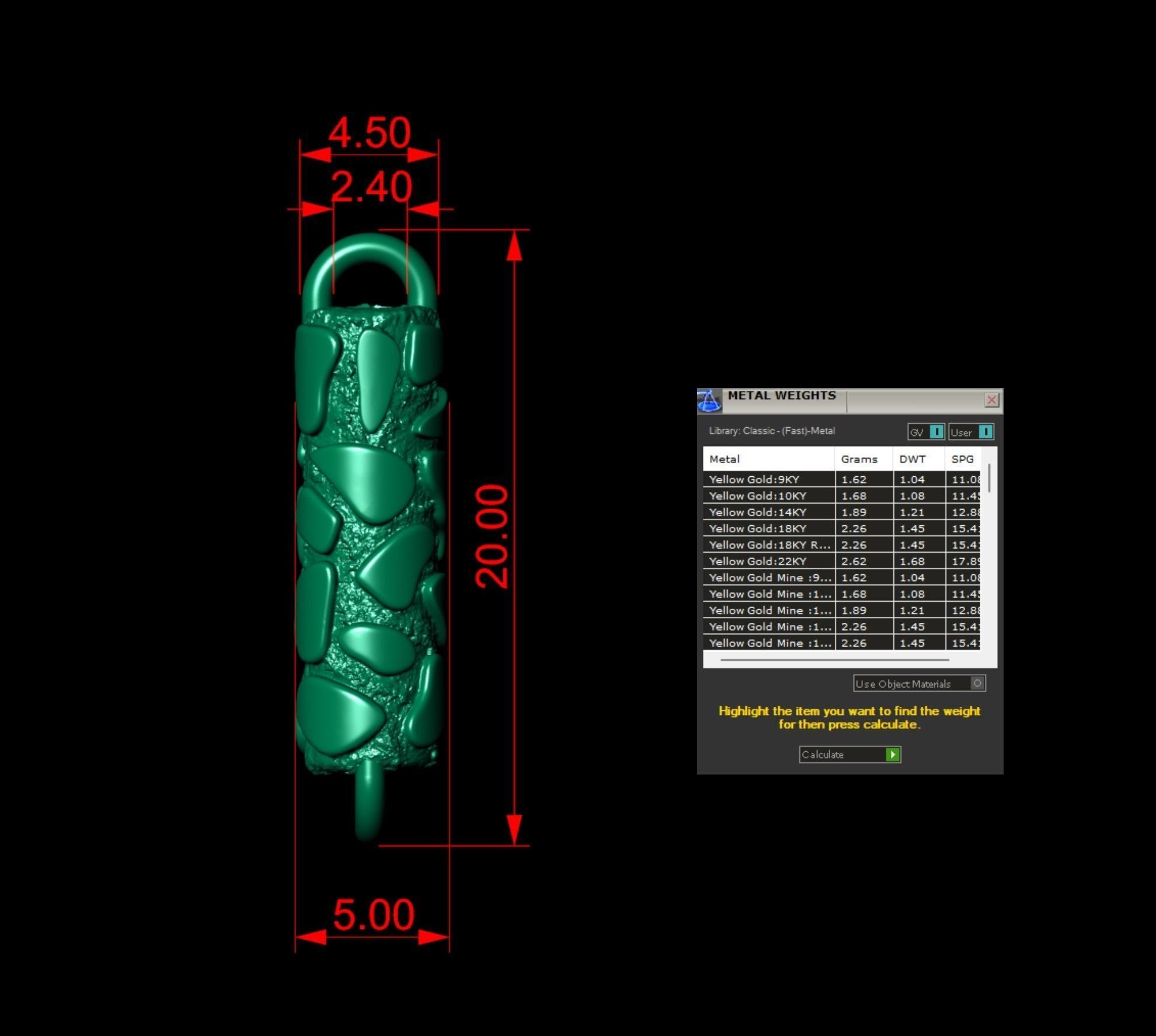 Nugget Textured  Chain Link and Clasp for Men 3D print model_4