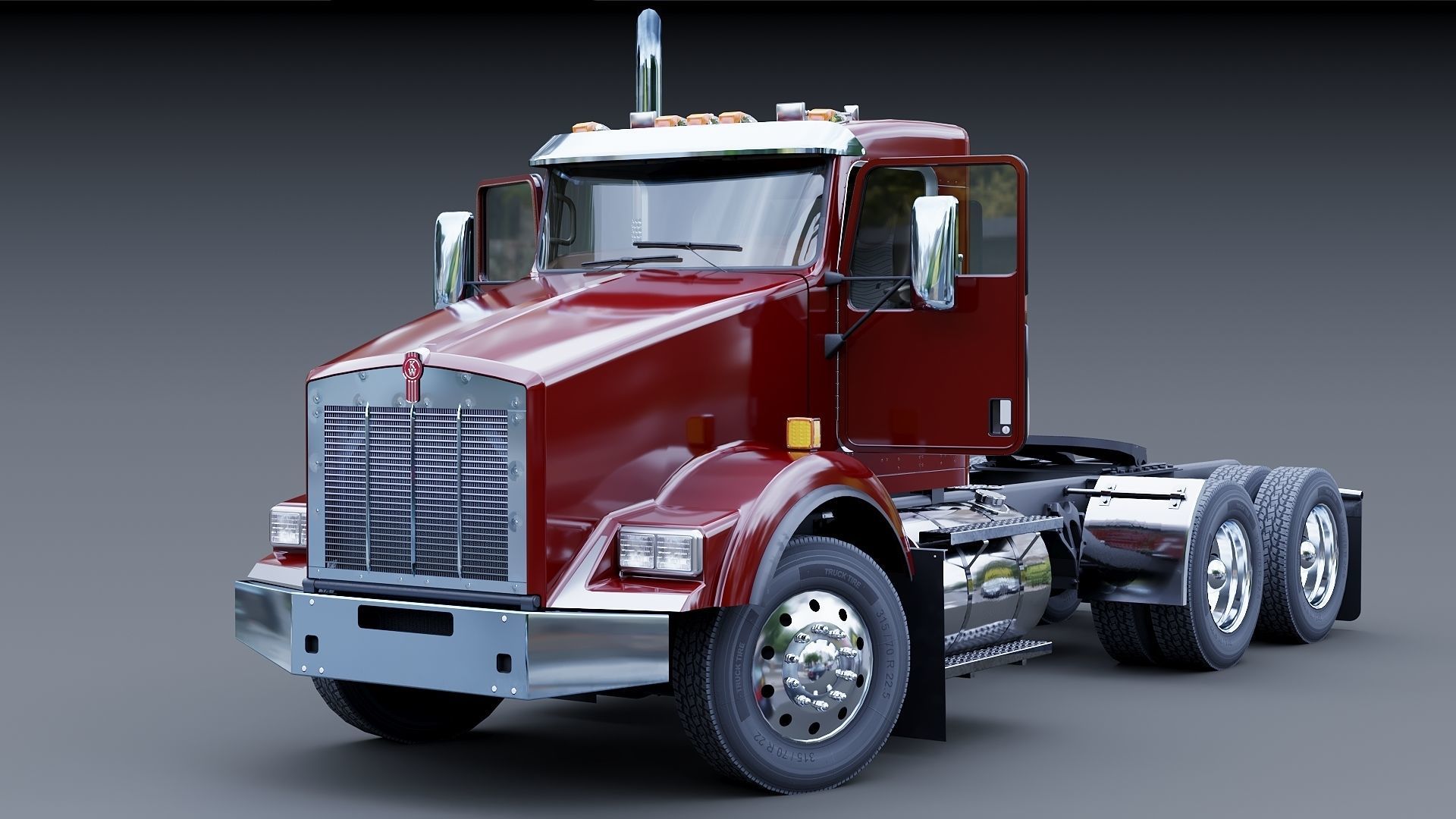 Kenworth T800 Semi Truck Low-poly 3D model_4