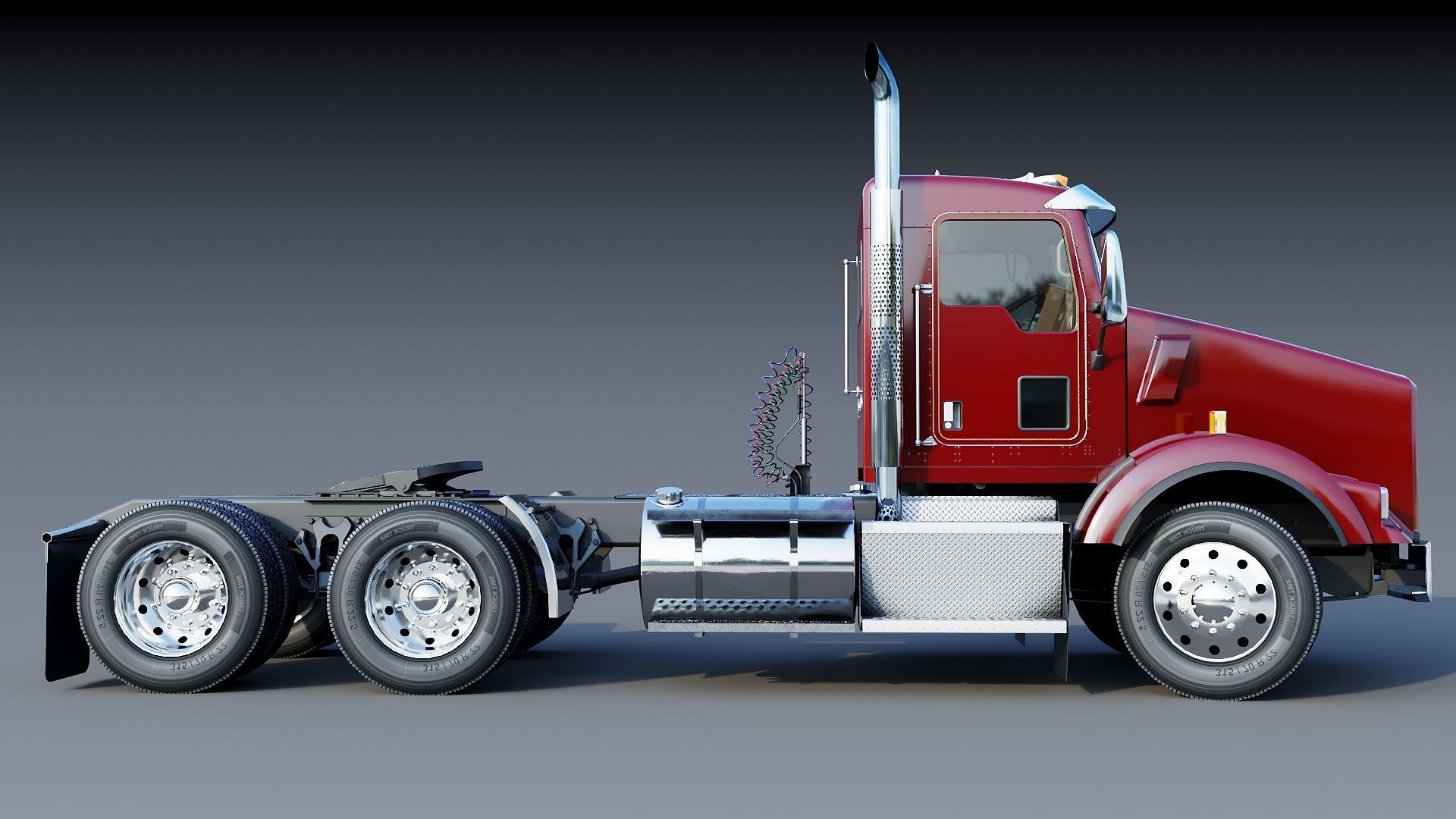 Kenworth T800 Semi Truck Low-poly 3D model_13