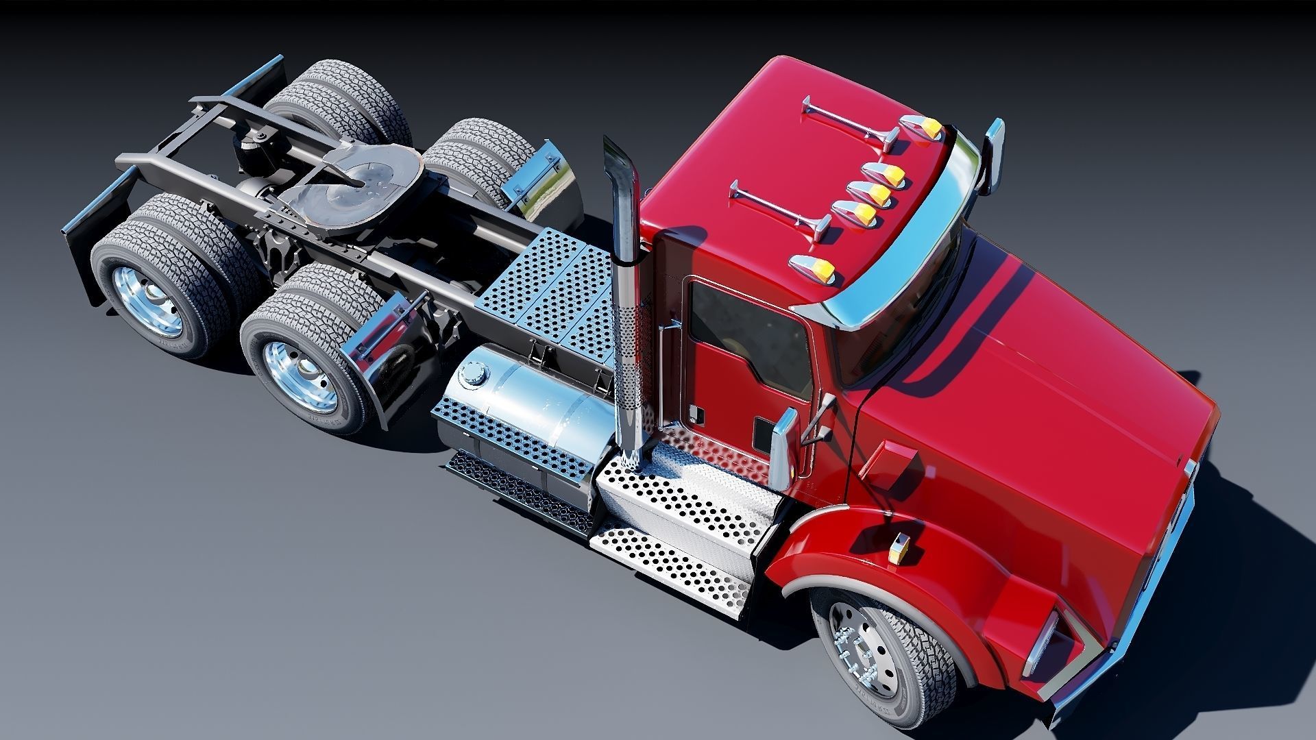 Kenworth T800 Semi Truck Low-poly 3D model_29