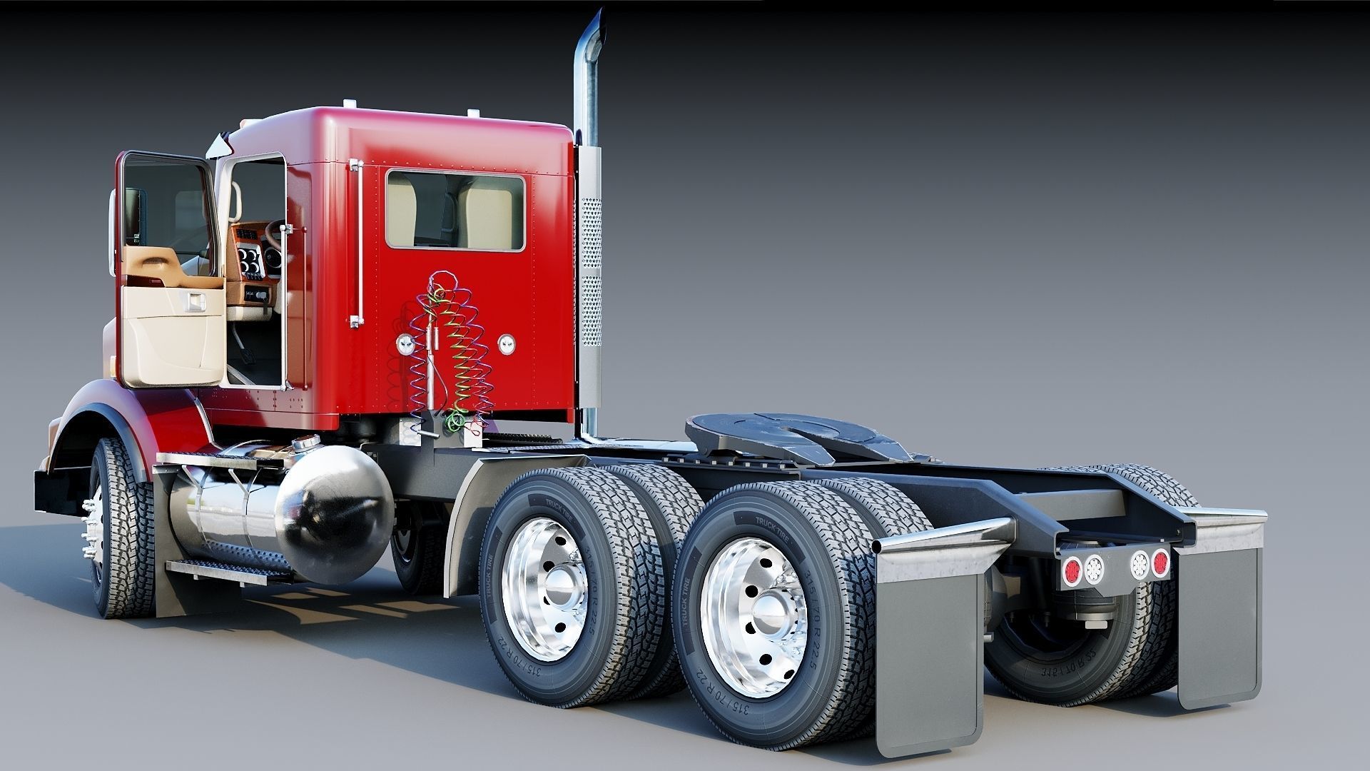 Kenworth T800 Semi Truck Low-poly 3D model_6