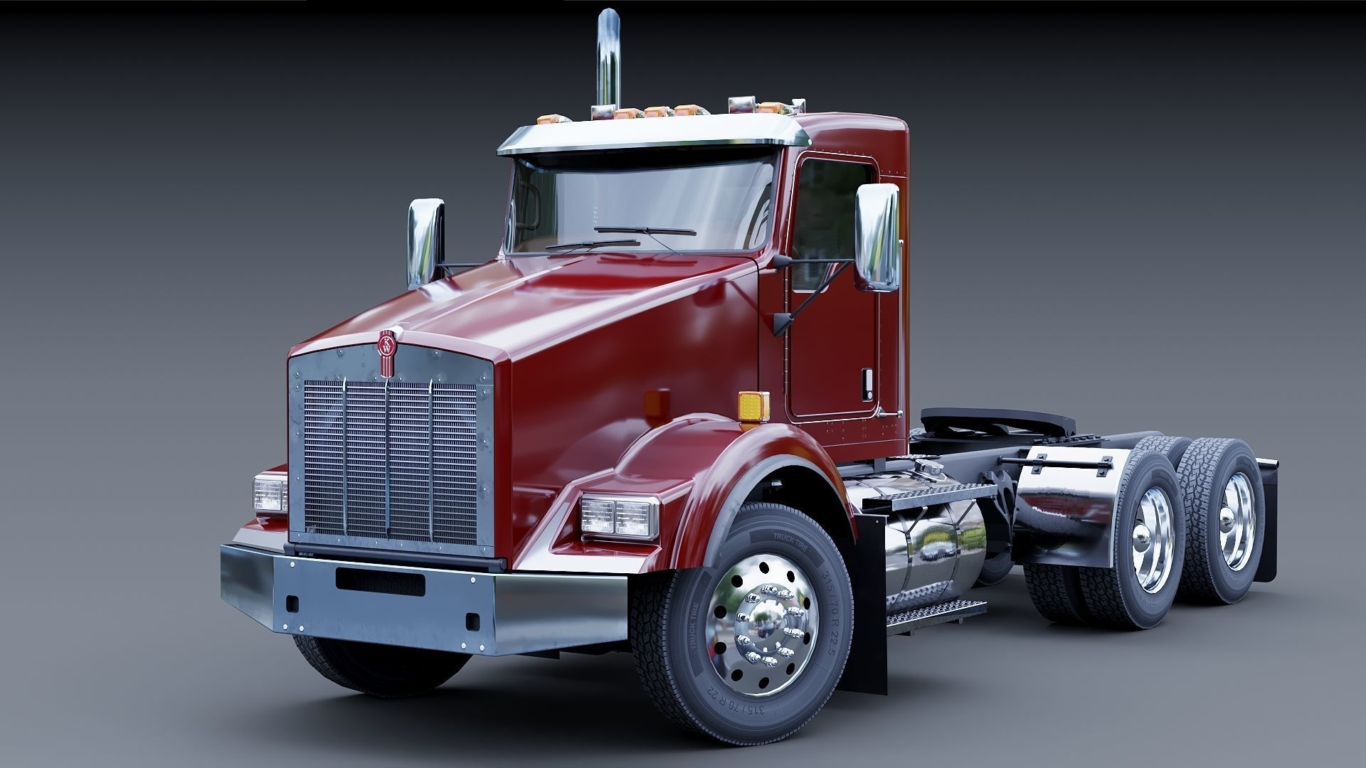 Kenworth T800 Semi Truck Low-poly 3D model_2