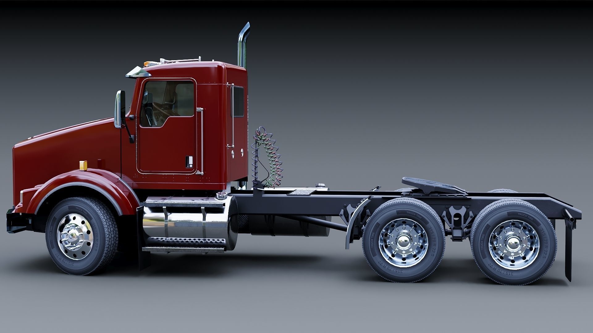 Kenworth T800 Semi Truck Low-poly 3D model_5