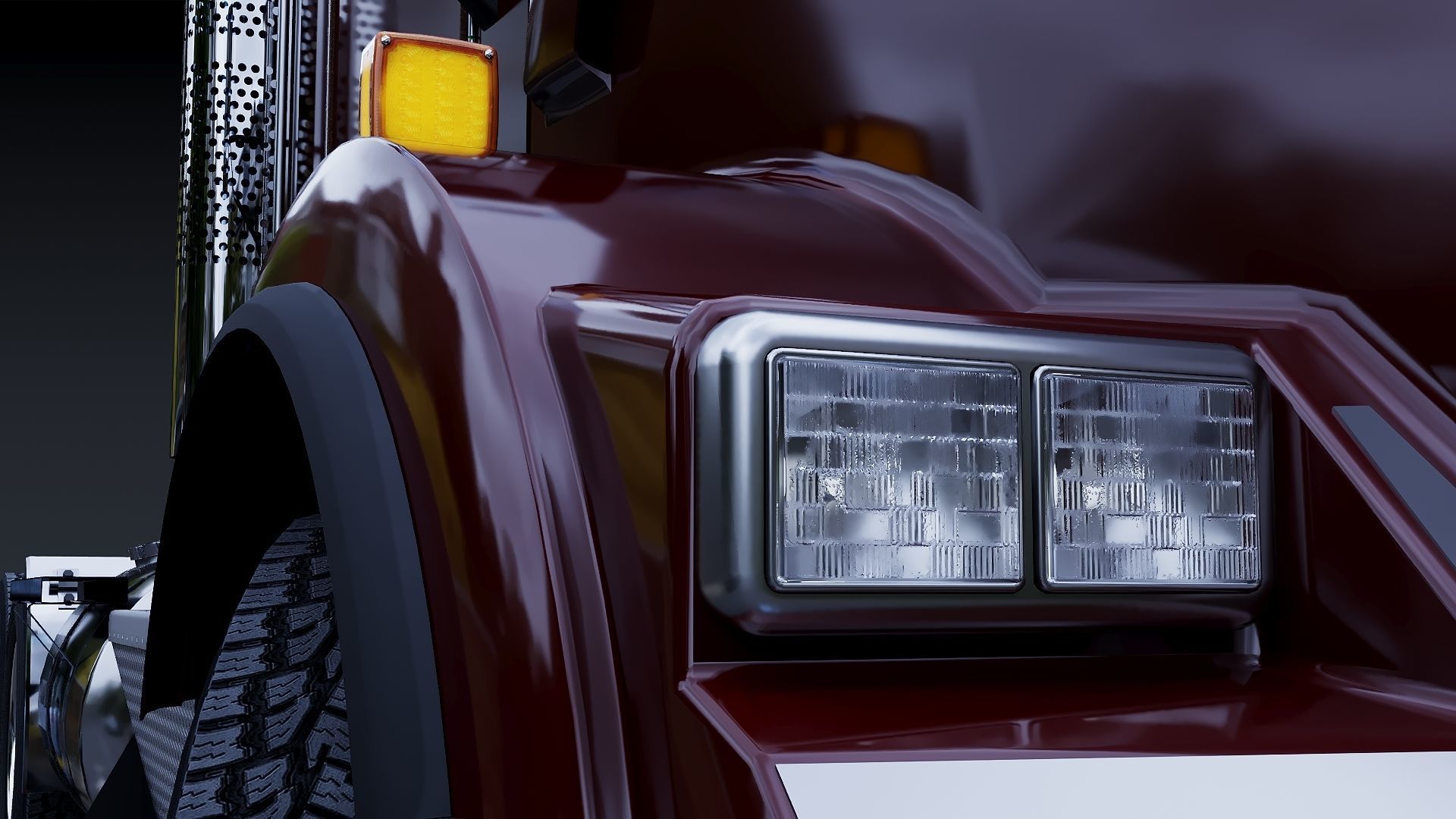 Kenworth T800 Semi Truck Low-poly 3D model_28