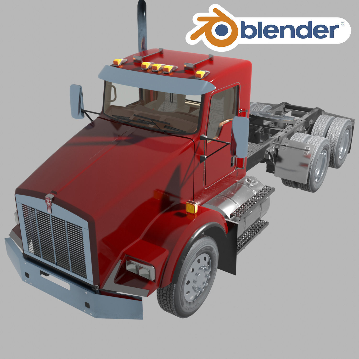 Kenworth T800 Semi Truck Low-poly 3D model_49