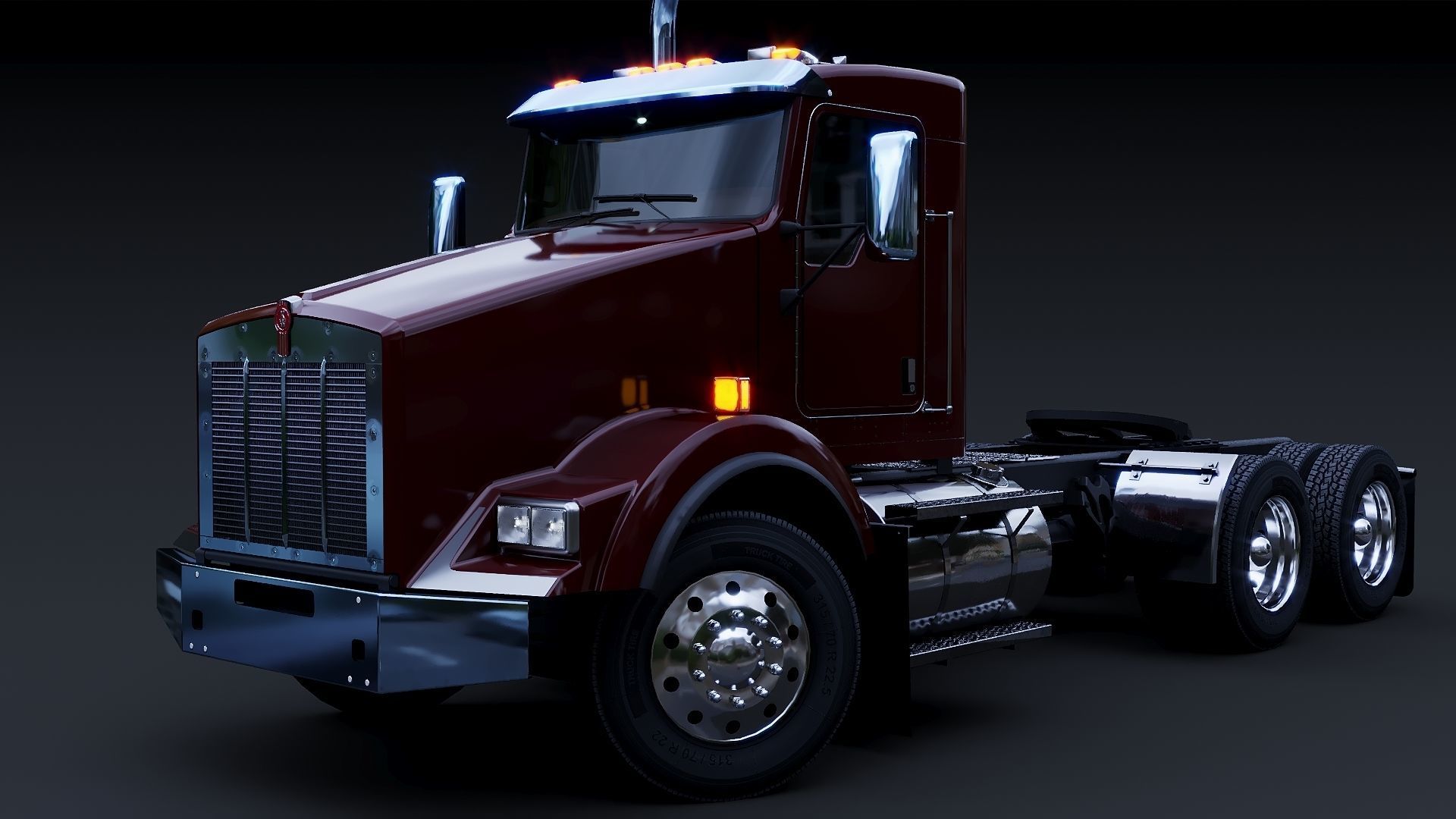 Kenworth T800 Semi Truck Low-poly 3D model_26