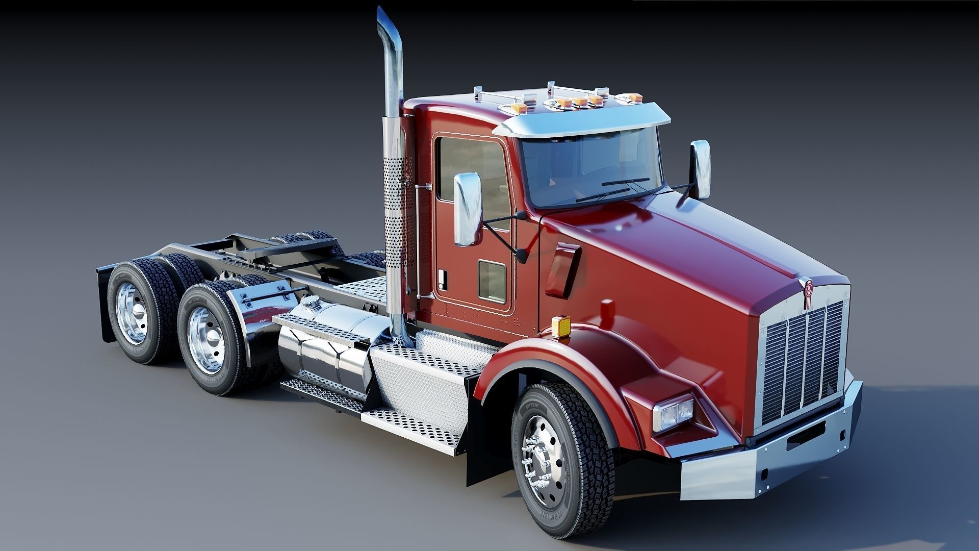 Kenworth T800 Semi Truck Low-poly 3D model_14