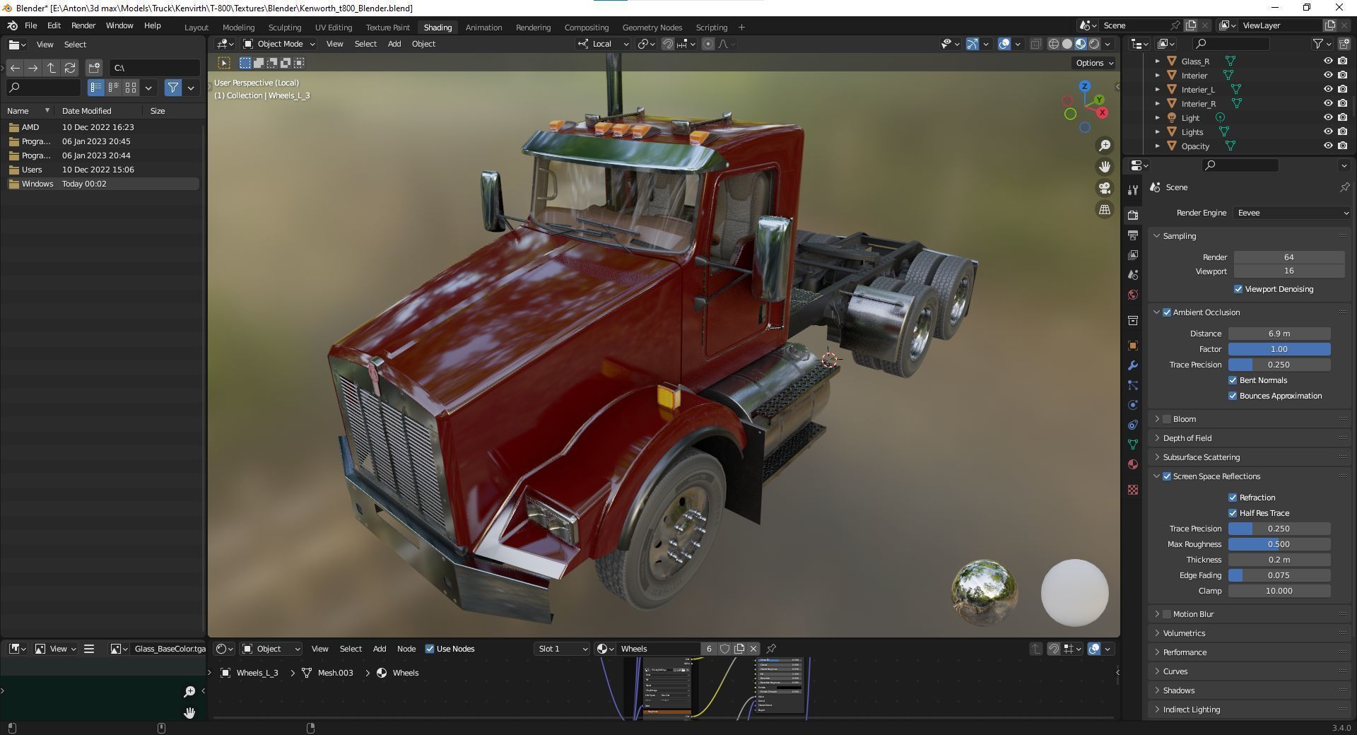 Kenworth T800 Semi Truck Low-poly 3D model_48