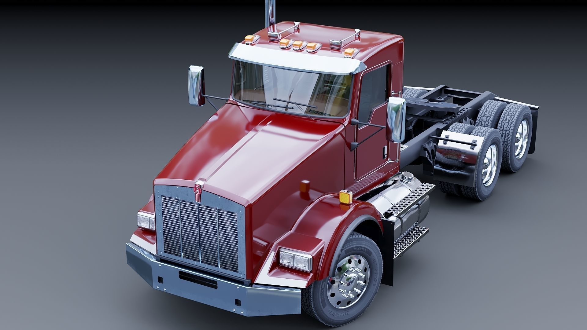 Kenworth T800 Semi Truck Low-poly 3D model_3