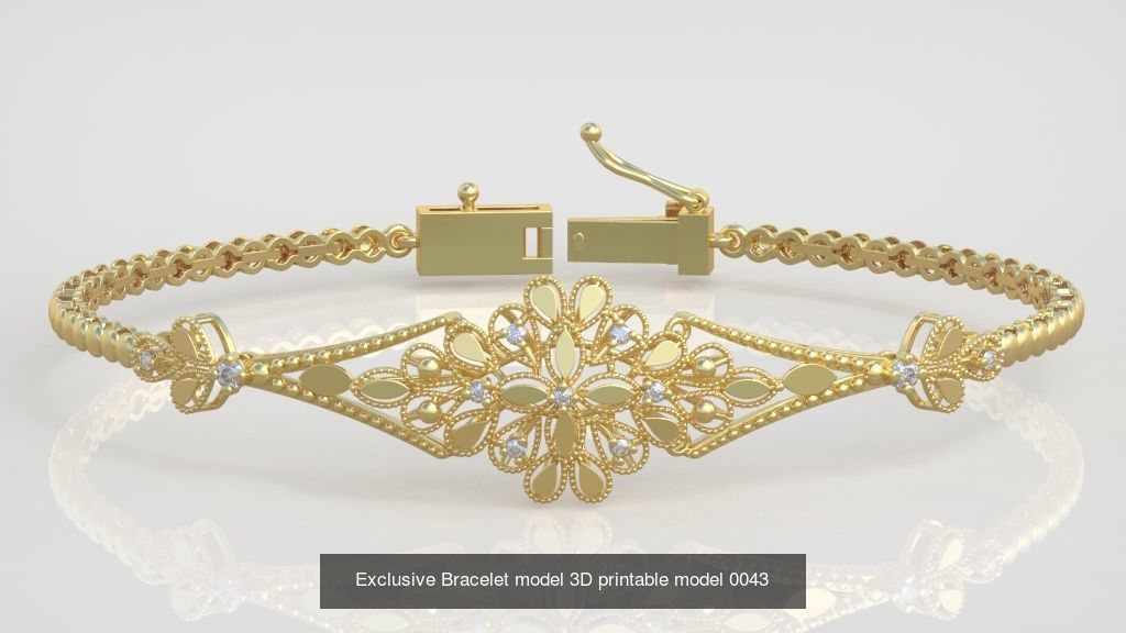 Ring Bracelet Earring and Pendant Set 3D printable model 0024 3D Model Collection_7