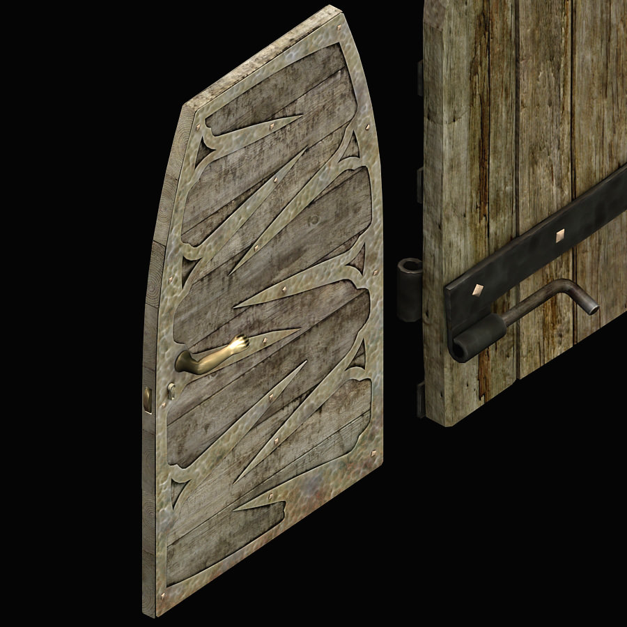 Medieval hall with arballista and a tower bridge Low-poly 3D model_10