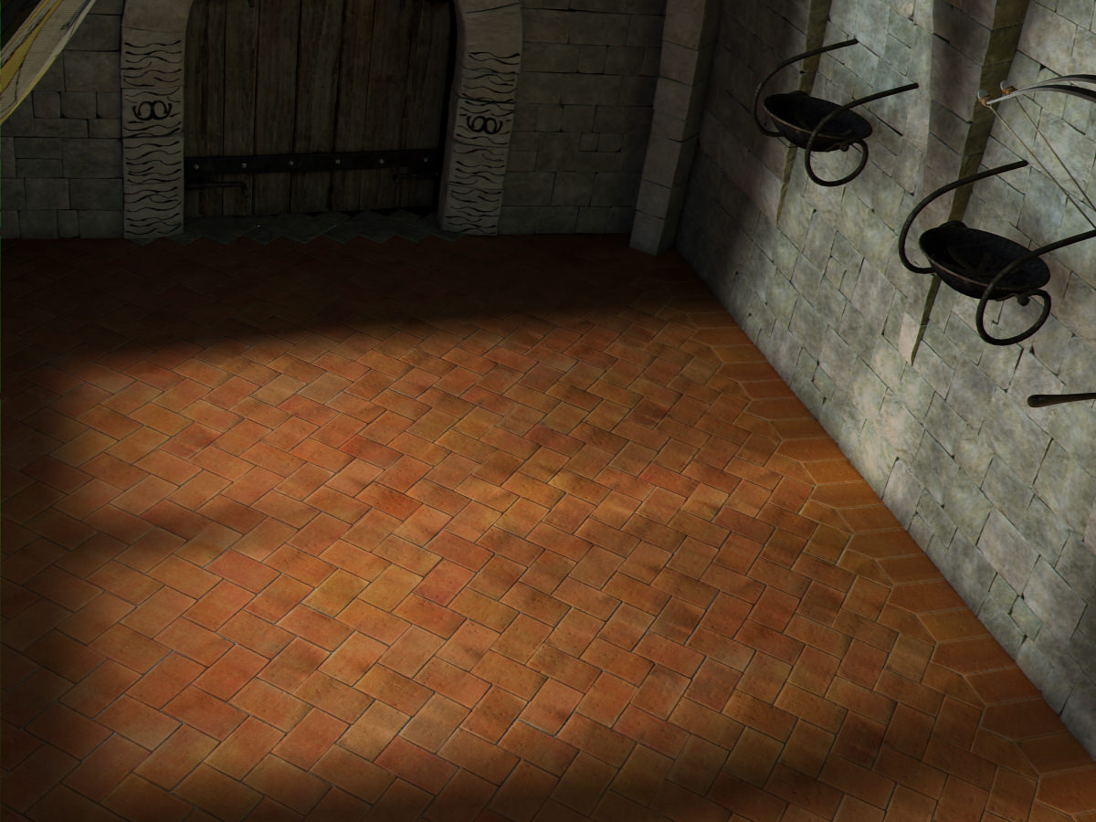 Medieval hall with arballista and a tower bridge Low-poly 3D model_2