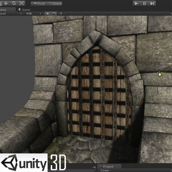 Medieval hall with arballista and a tower bridge Low-poly 3D model_21