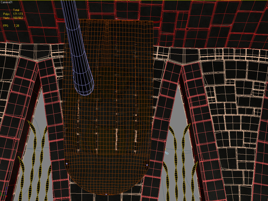 Medieval hall with arballista and a tower bridge Low-poly 3D model_15