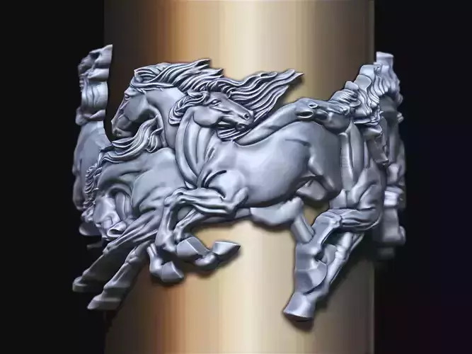 Horse ring silver gold printable jewelry 3D model 3D print model