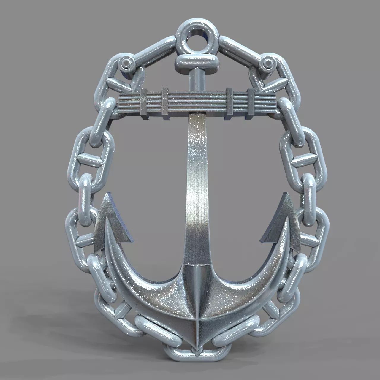 Nautical anchor with a patch circle 3D print model