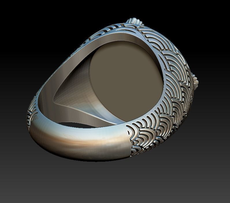 Ring japanese Hannya mask female demon horns 3D print model_11