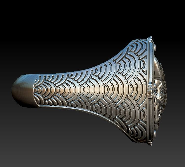 Ring japanese Hannya mask female demon horns 3D print model_9