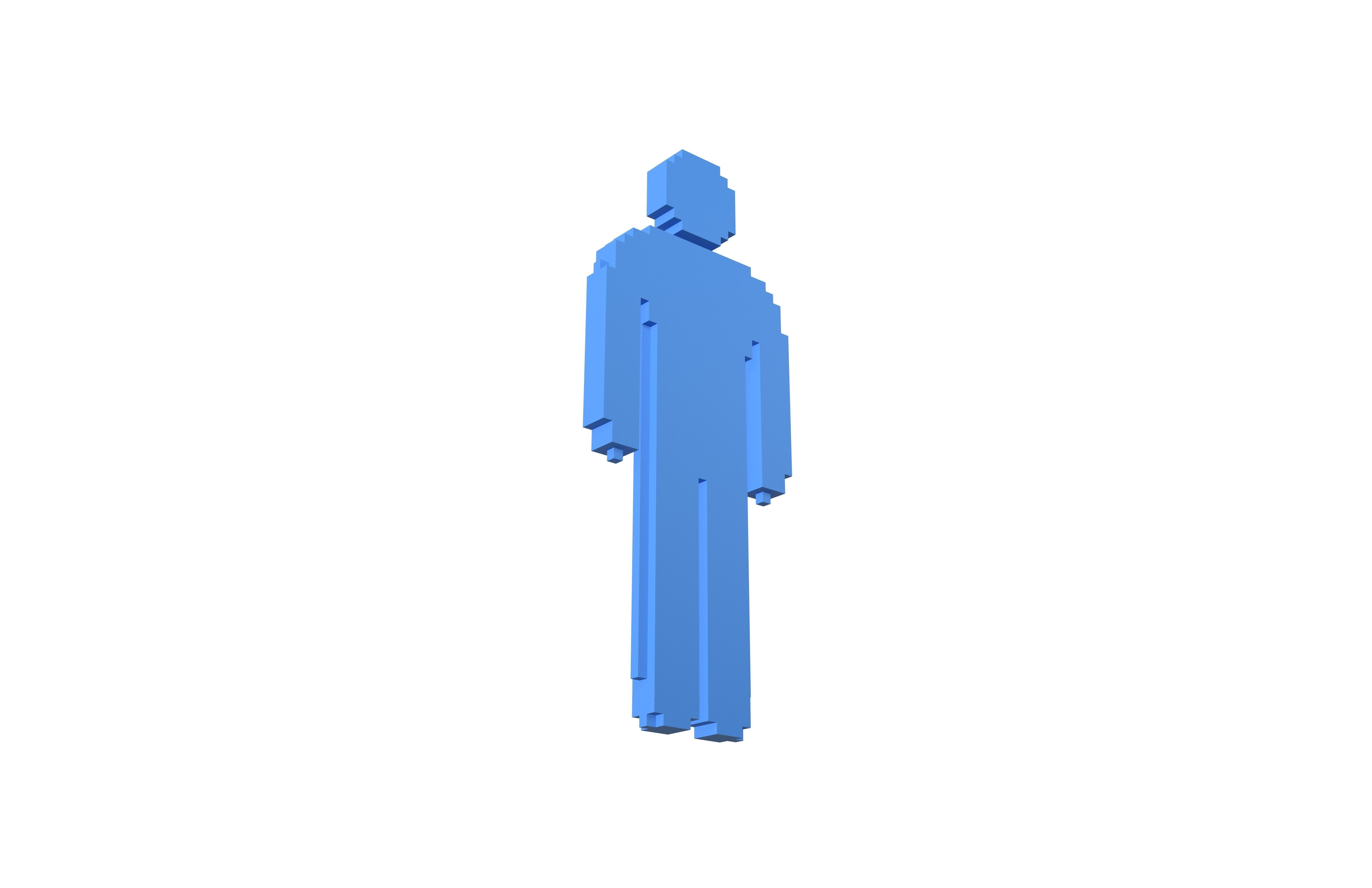 Voxel Style Boy Symbol v3 003 Low-poly 3D model_2