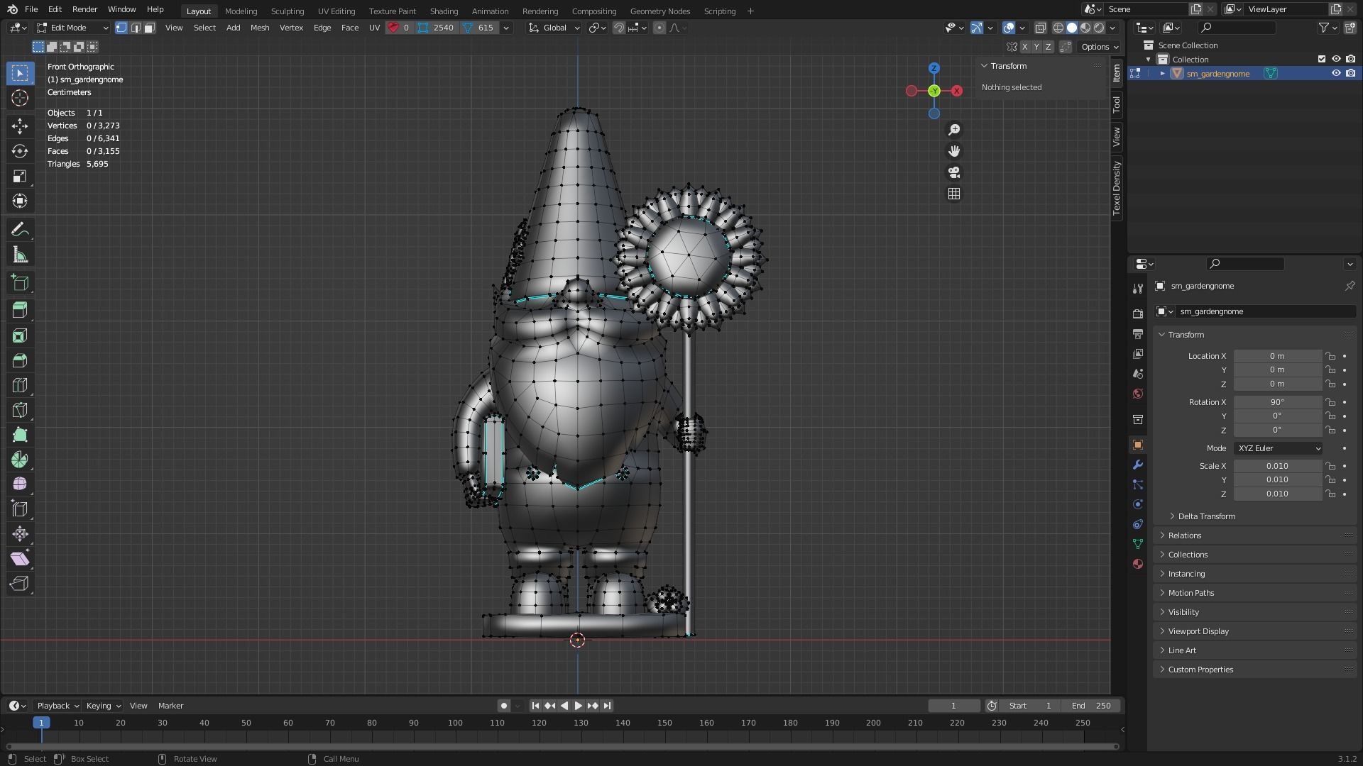 Garden Gnome Low-poly 3D model_10