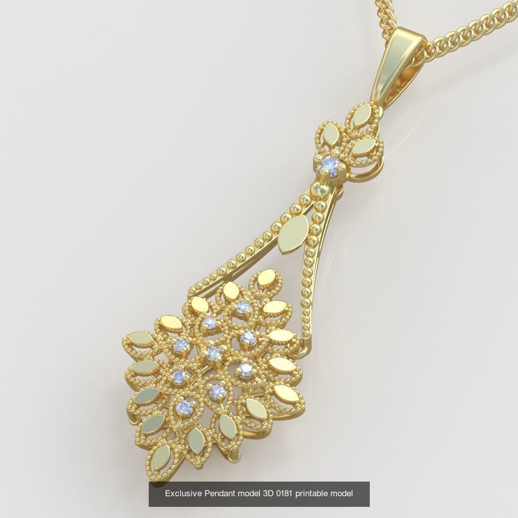 Ring Bracelet Earring and Pendant Set 3D printable model 0025 3D Model Collection_7