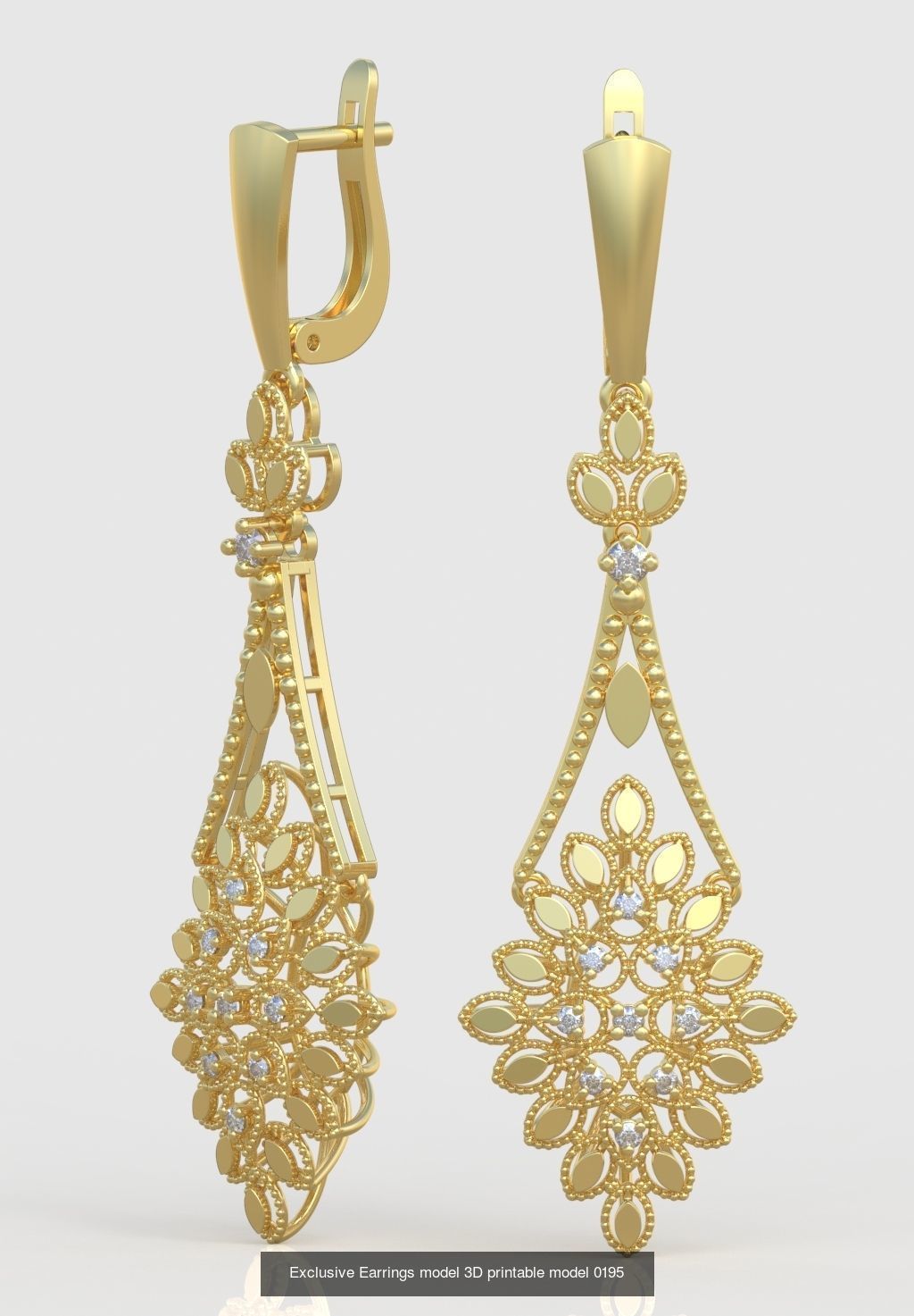 Ring Bracelet Earring and Pendant Set 3D printable model 0025 3D Model Collection_8