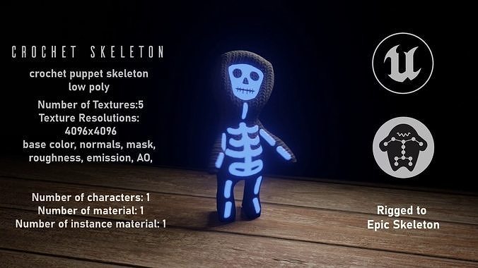 skeleton glow in toy Low-poly 3D model