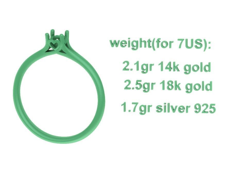 Aria Solitaire Promise Ring  with 20 pointer stone 3dmodel  3D print model_16